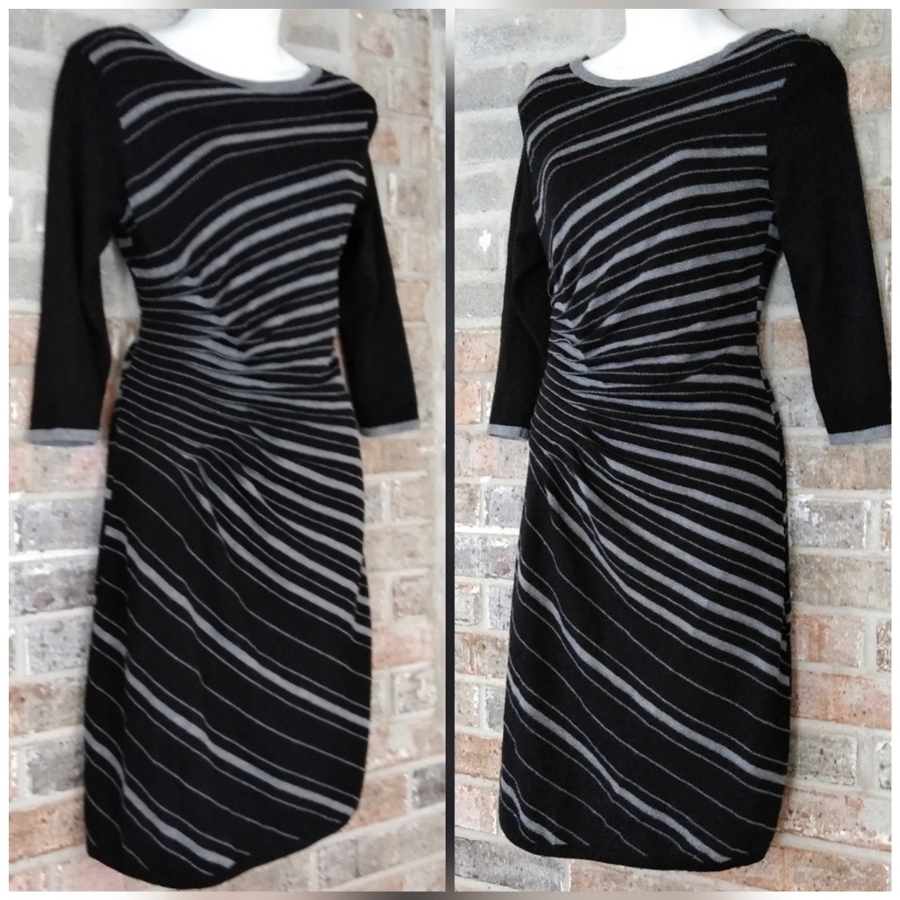 Danny and Nicole gray black ruched dress